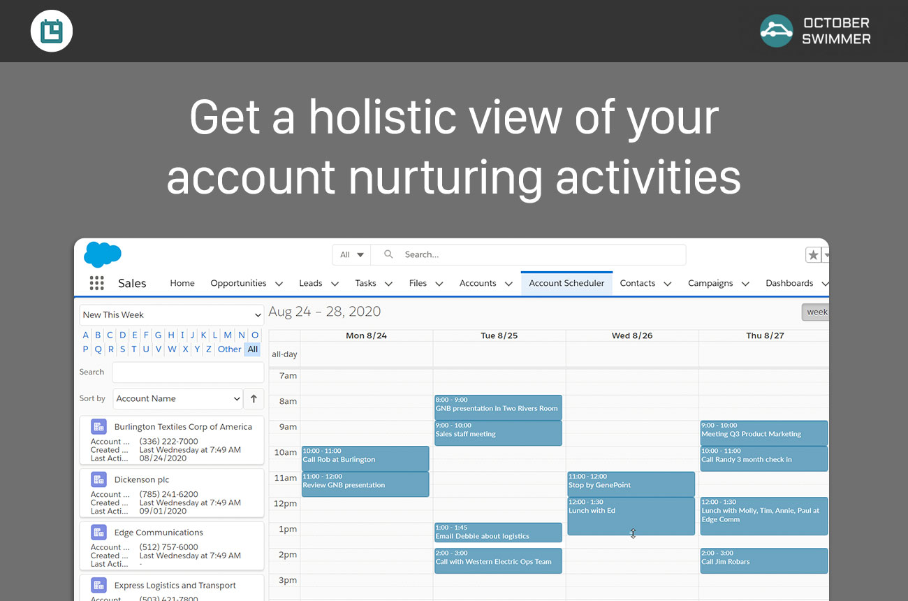 Get a holistic view of your account nurturing activities over the week or month